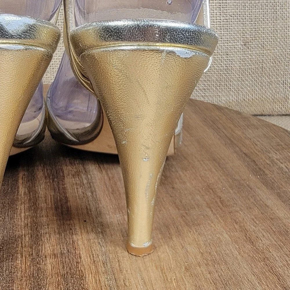 Kate Spade New York Heels Size 7‎ Gold Designer Strappy Peep Toe Made in Italy
